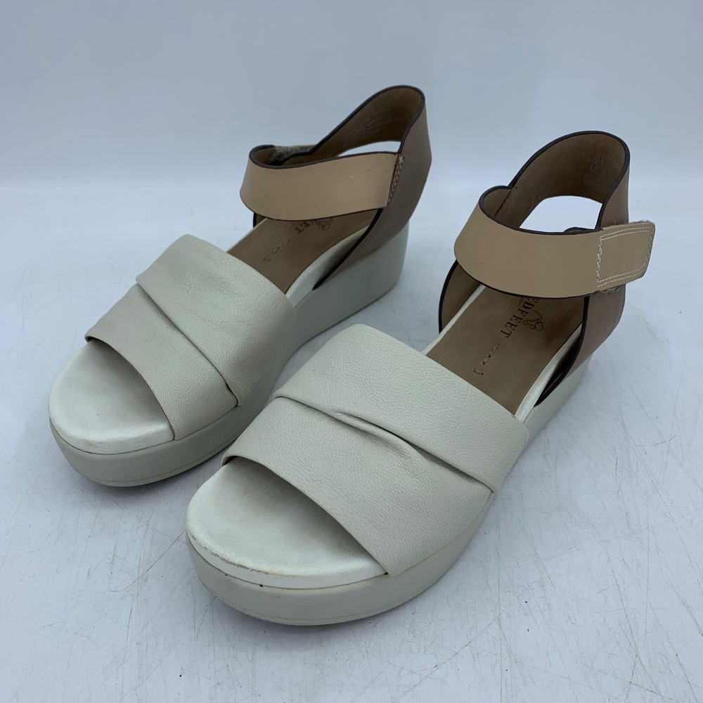 Naked Feet Koda Leather Platform Wedge Sandals 7.5 Minimalist Neutral Scandi